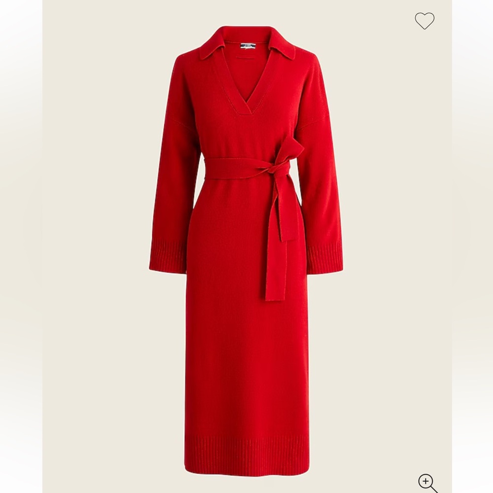 J. Crew Red Cashmere Belted Knit Dress